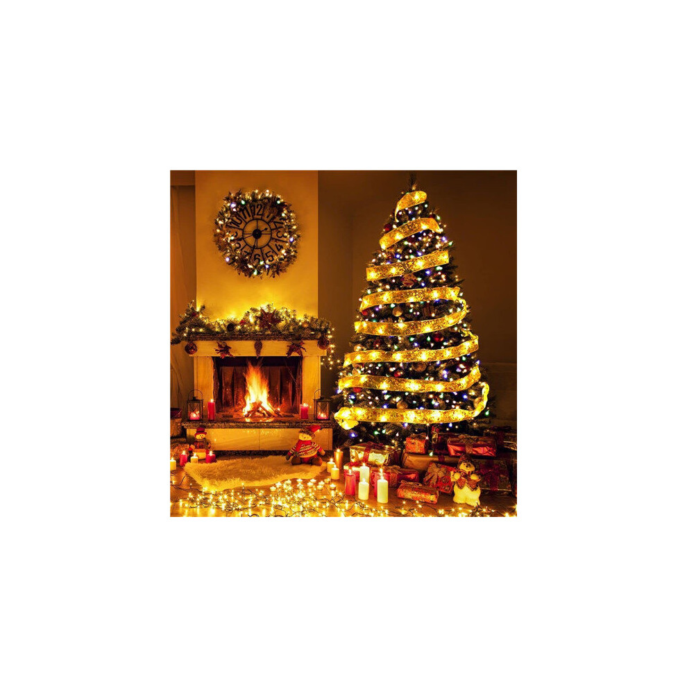 (5 M, White Light) Christmas Ribbon Bows With LED Christmas Tree