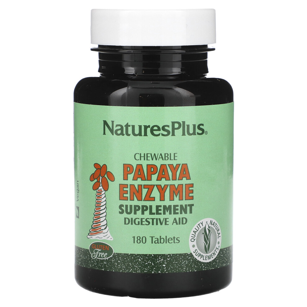 NaturesPlus, Chewable Papaya Enzyme, 180 Tablets Digestive Aid