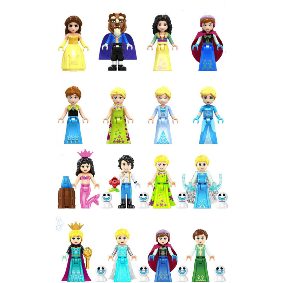 (Style D 16pcs) 24PCS Beauty and the Beast Minifigures Toys Fit Lego