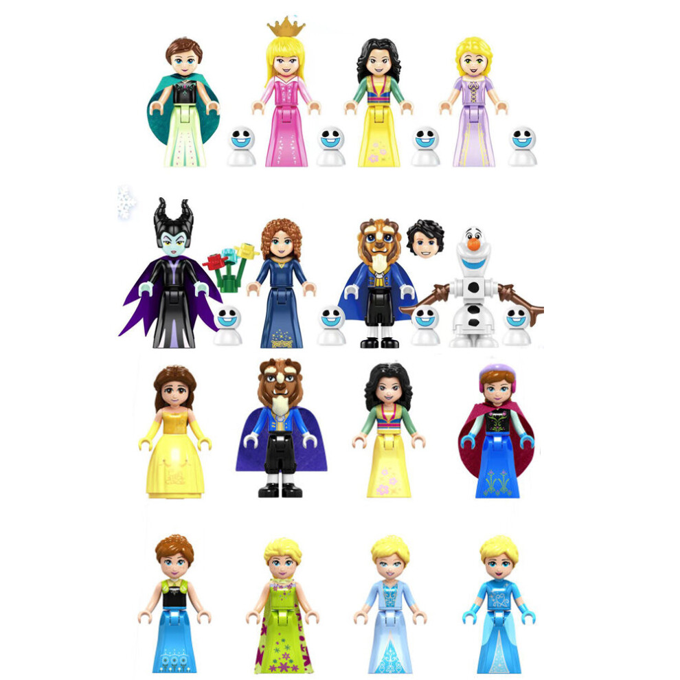 (Style E 16pcs) 24PCS Beauty and the Beast Minifigures Toys Fit Lego