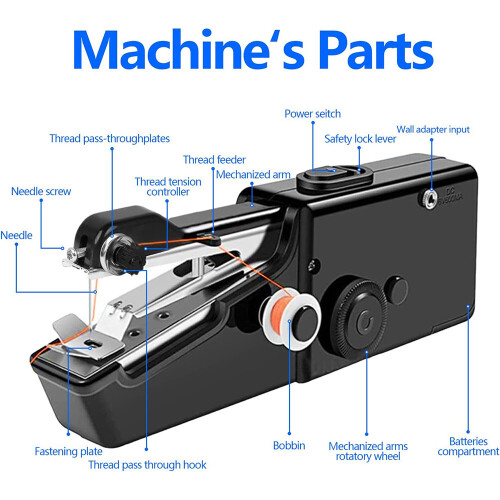 Mini Cordless Sewing Machine Handheld Hand Held Stitch Home Clothes 2