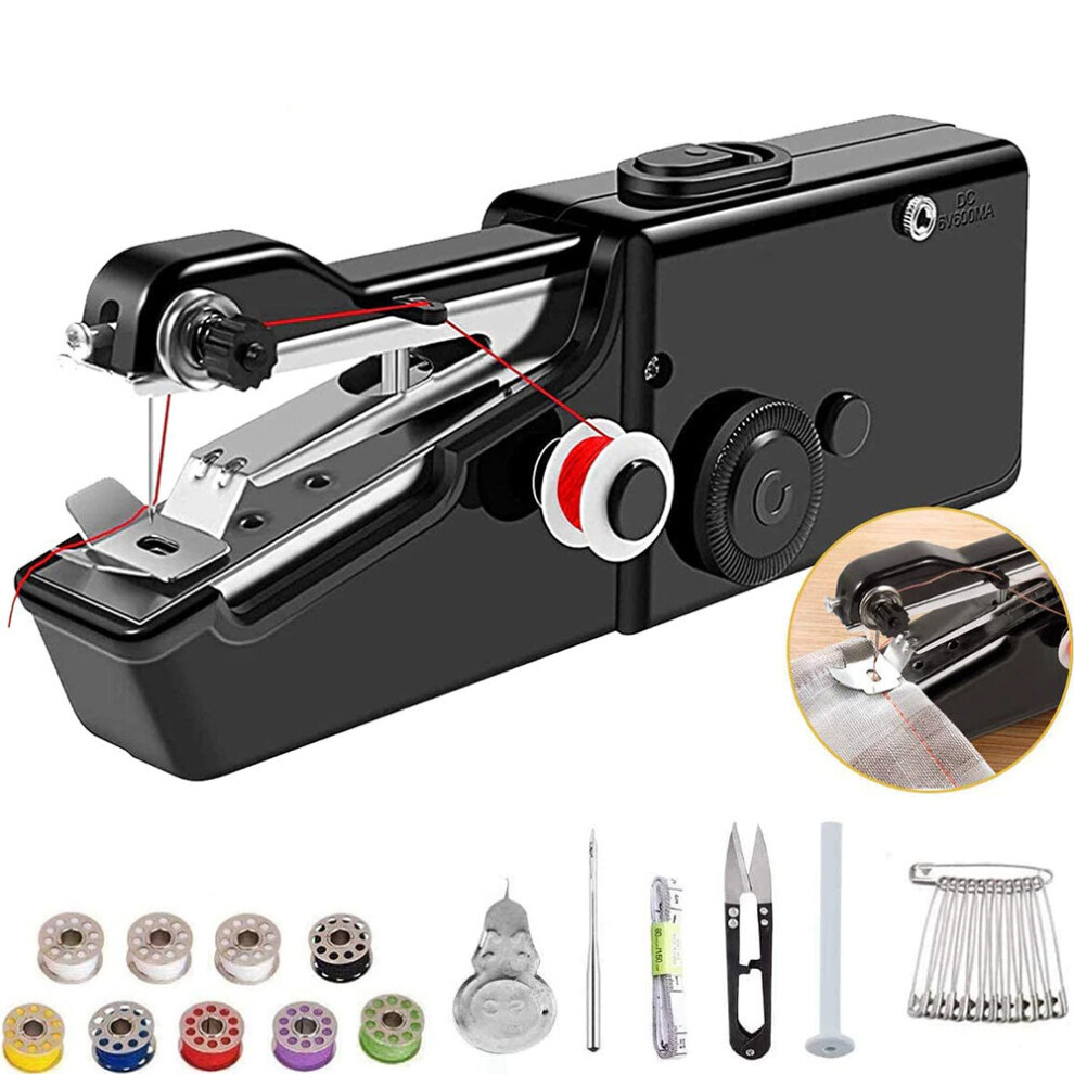 Mini Cordless Sewing Machine Handheld Hand Held Stitch Home Clothes