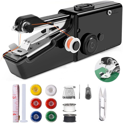 Mini Cordless Sewing Machine Handheld Hand Held Stitch Home Clothes 1