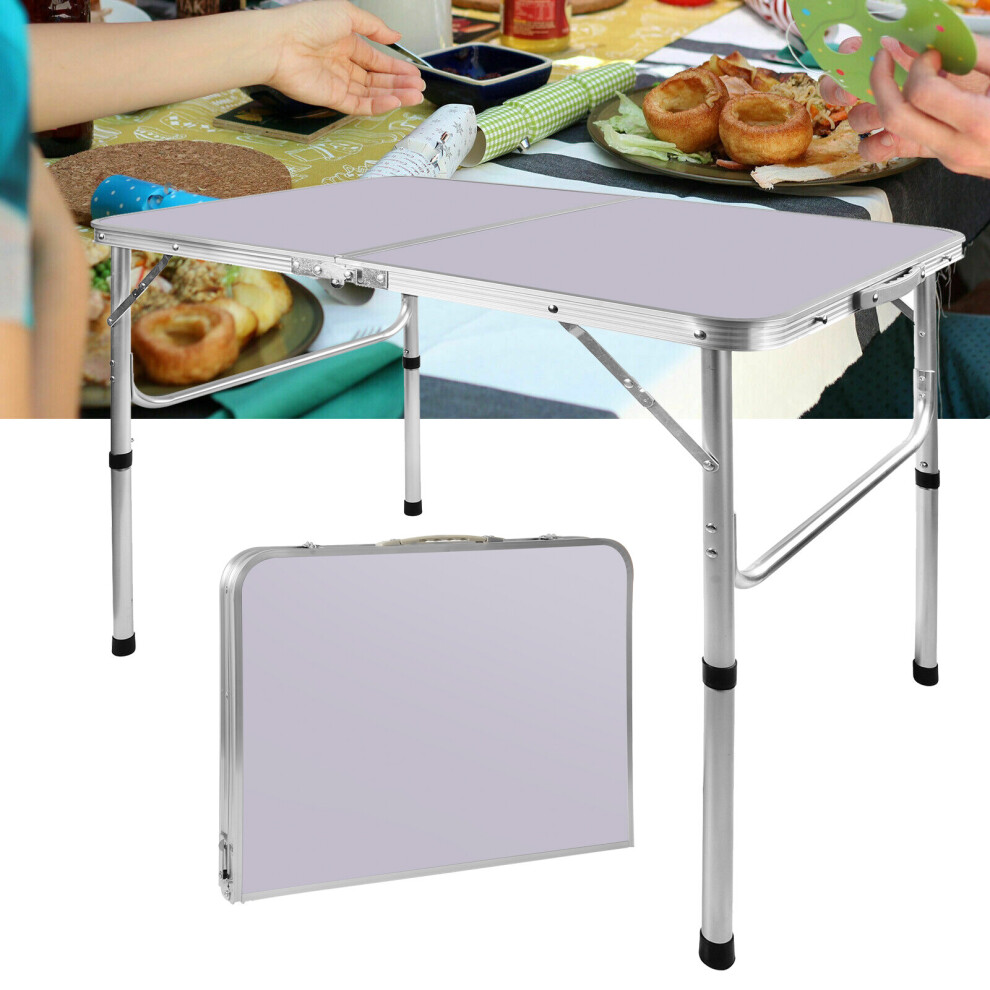 3ft Folding Camping Table with Adjustable Height Lightweight Portable Foldable Picnic Dining Desk for Outdoor Indoor Garden 90x60x37/67cm (LxWxH)