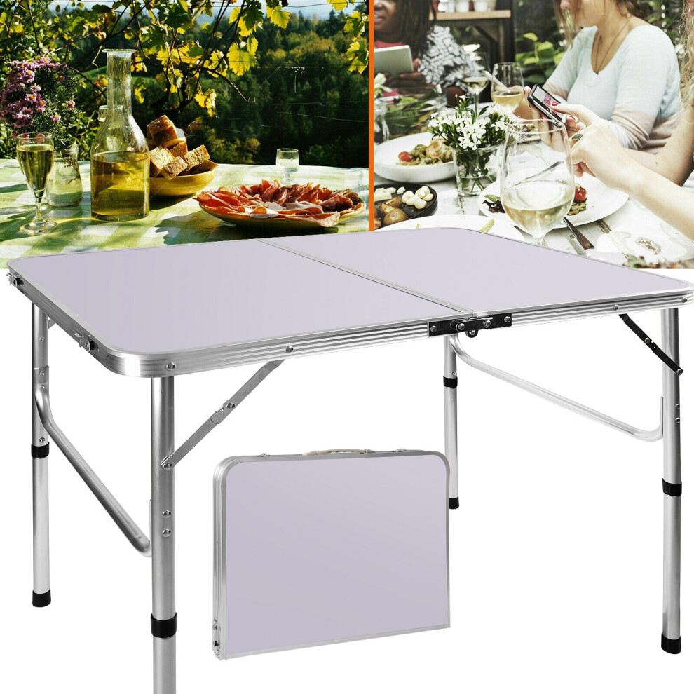 Folding Desk 3ft Camping Catering Heavy Duty Picnic Table Aluminum Lightweight Foldable Portable Table for Garden Market Party BBQ 90cm 90x60x37/67cm