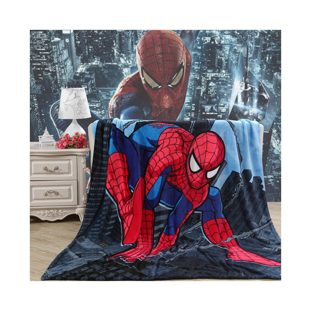 (Spiderman, 100*150m) Swing Soft Spider Flannel Fleece Throw Blanket Children Decor Gift