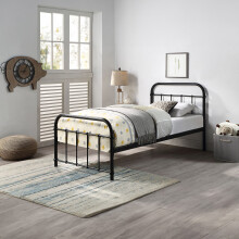 (Single 90 x 190cm, 25cm Deep Pocket Spring Memory Foam Mattress) TEWIN VINTAGE HOSPITAL STYLE BLACK METAL BED FRAME