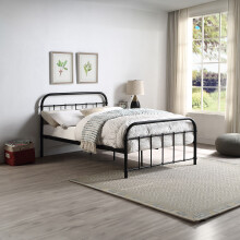 (Small Double 120 x 190cm, 20cm Deep Pocket Spring Comfort Foam Mattress) TEWIN VINTAGE HOSPITAL STYLE BLACK METAL BED FRAME
