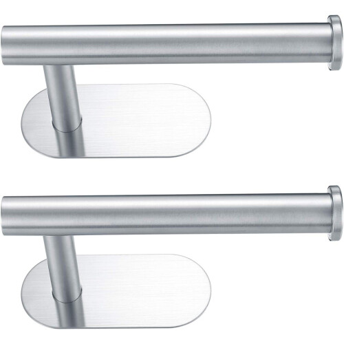 2 Pcs Toilet Paper Roll Holders, Self Adhesive 3M Toilet Kitchen Roll Holder Hanger, Wall Mounted Toilet Tissue Paper 3M Sticker Kitchen Bathroom