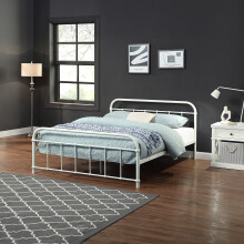 (Small Double 120 x 190cm, No Mattress) TEWIN HOSPITAL STYLE WHITE METAL BED FRAME