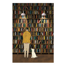 Embossed Man, Dog & Books Any Occasion Card Artistic Portobello Greeting Cards