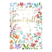 Celebrating A Life Floral Sympathy Card Foiled Portobello Greeting Cards