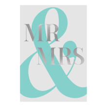 Mr & Mrs Embossed Typographic Wedding Card Foiled Portobello Greeting Cards