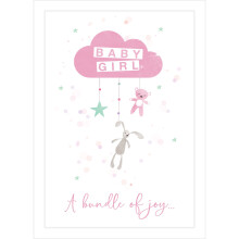 Baby Girl A Bundle Of Joy New Baby Card Foiled Portobello Greeting Cards