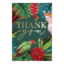 Embossed Tropical Parrots Thank You Card Foiled Portobello Greeting Cards