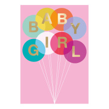 Embossed Baby Girl Balloons New Baby Card Foiled Portobello Greeting Cards