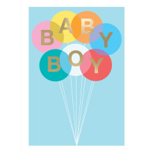 Embossed Baby Boy Balloons New Baby Card Foiled Portobello Greeting Cards