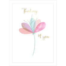 Thinking Of You Simple Floral Sympathy Card Foiled Portobello Greeting Cards