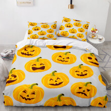 (Pattern 01, King) 3D Pumpkin Bedding Single Double Duvet Cover Halloween