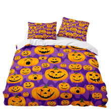 (Pattern 04, King) 3D Pumpkin Bedding Single Double Duvet Cover Halloween