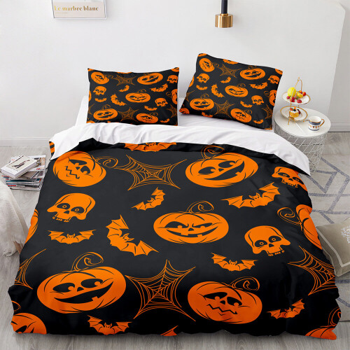 (Pattern 05, King) 3D Pumpkin Bedding Single Double Duvet Cover Halloween