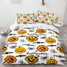 (Pattern 02, King) 3D Pumpkin Bedding Single Double Duvet Cover Halloween