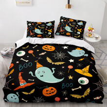 (Pattern 08, King) 3D Pumpkin Bedding Single Double Duvet Cover Halloween