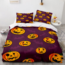(Pattern 07, King) 3D Pumpkin Bedding Single Double Duvet Cover Halloween