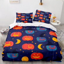 (Pattern 15, King) 3D Pumpkin Bedding Single Double Duvet Cover Halloween