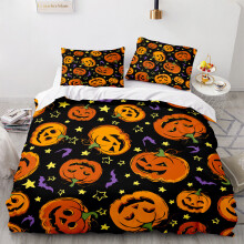(Pattern 12, King) 3D Pumpkin Bedding Single Double Duvet Cover Halloween