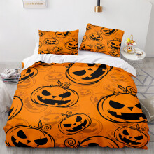 (Pattern 21, King) 3D Pumpkin Bedding Single Double Duvet Cover Halloween