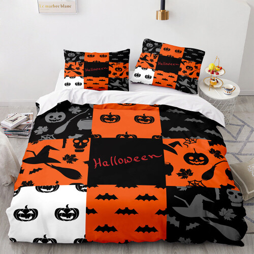 (Pattern 20, King) 3D Pumpkin Bedding Single Double Duvet Cover Halloween