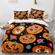 (Pattern 17, King) 3D Pumpkin Bedding Single Double Duvet Cover Halloween