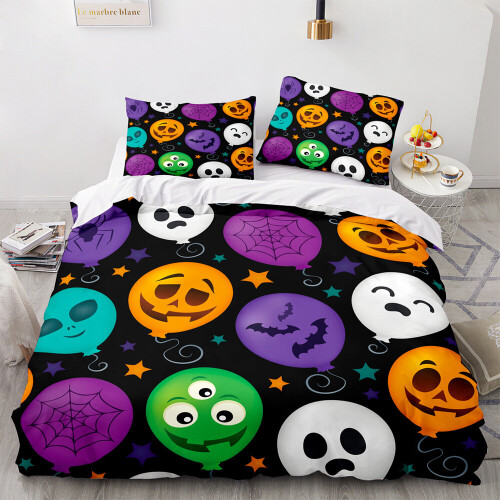 (Pattern 16, King) 3D Pumpkin Bedding Single Double Duvet Cover Halloween