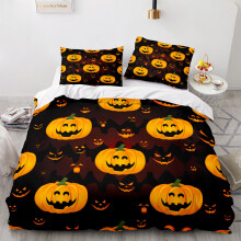 (Pattern 06, King) 3D Pumpkin Bedding Single Double Duvet Cover Halloween