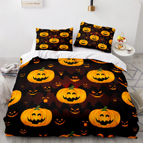 (Pattern 06, King) 3D Pumpkin Bedding Single Double Duvet Cover Halloween