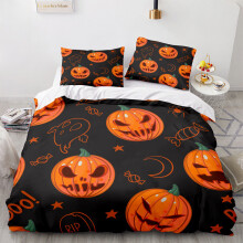 (Pattern 14, King) 3D Pumpkin Bedding Single Double Duvet Cover Halloween