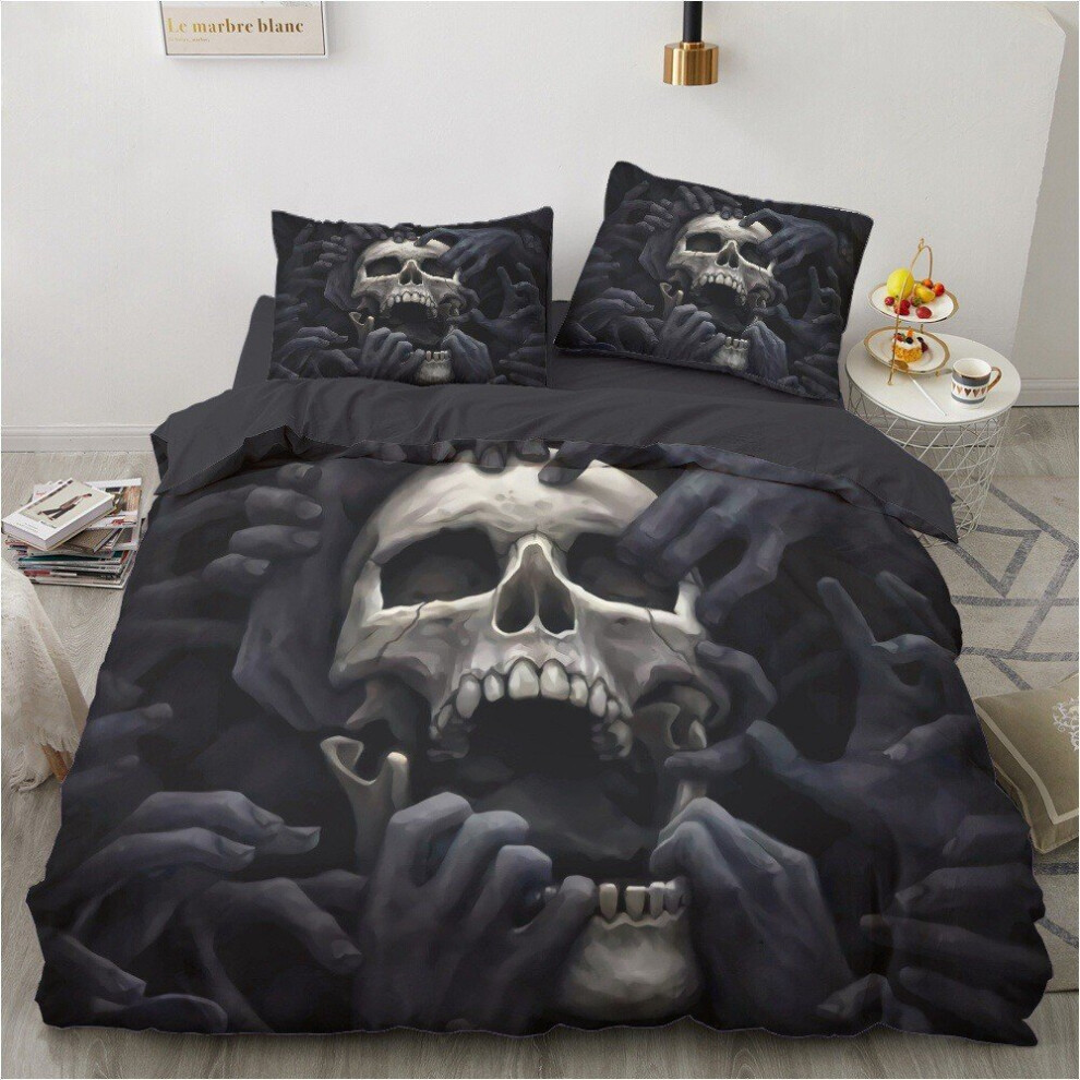 (Style 03, Double-200x200cm) Halloween Skull Bedding Single Double 3D Duvet Cover Set