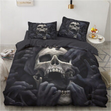 (Style 03, King-240x220cm) Halloween Skull Bedding Single Double 3D Duvet Cover Set