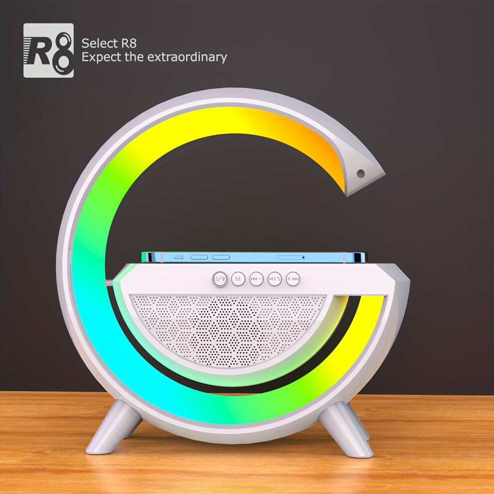 (White) GF2315 Wireless Speaker 6 Kinds Of Light Mode Wireless Charging Function Compatible With IOS / Android System Black And White-image-OPC-PC7FYXF-NEW