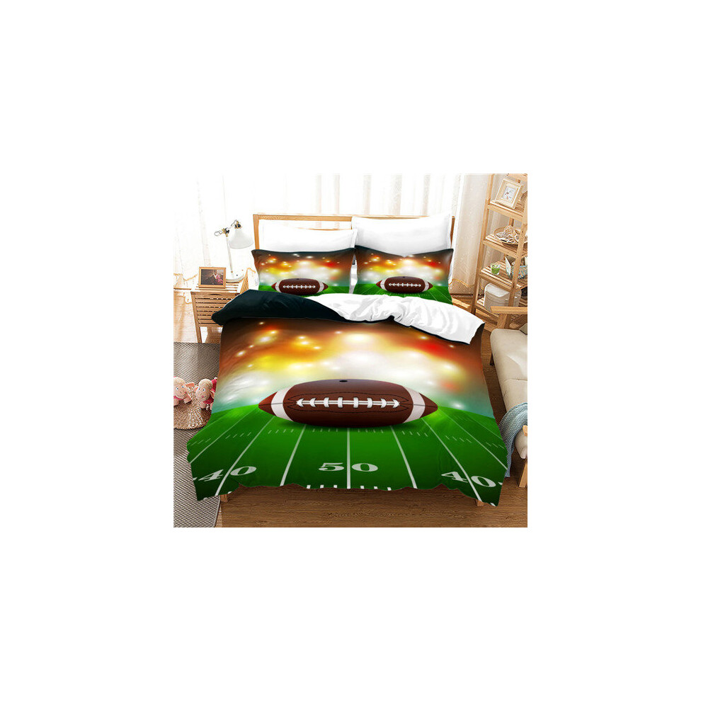 (Pattern 11, Single) Rugby Bedding Single Double 3D Duvet Cover Set