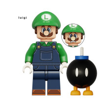 (Luigi) Mario Super Bro Building Blocks Kinopio Luigi Assembled Puzzle Toys Gift Kids