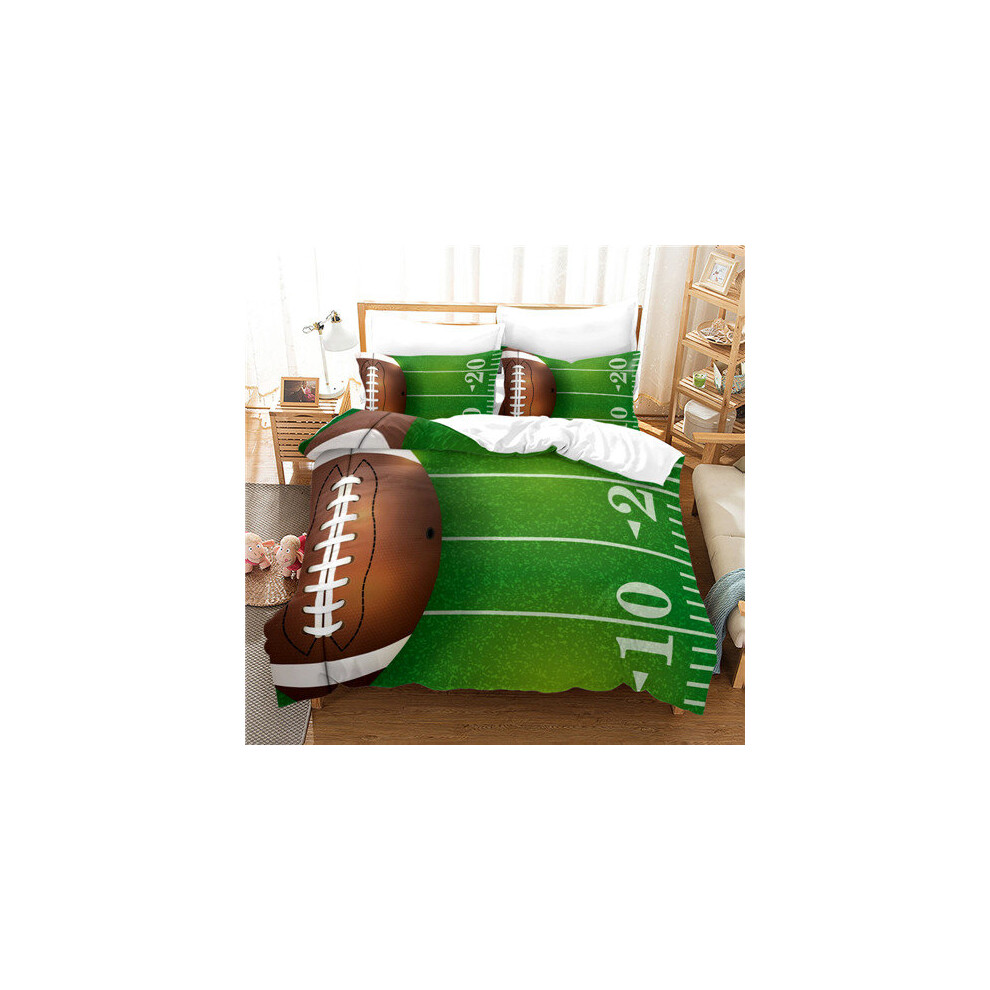 (Pattern 10, Double) Rugby Bedding Single Double 3D Duvet Cover Set