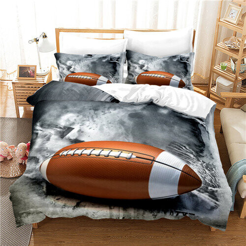 (Pattern 01, Double) Rugby Bedding Single Double 3D Duvet Cover Set