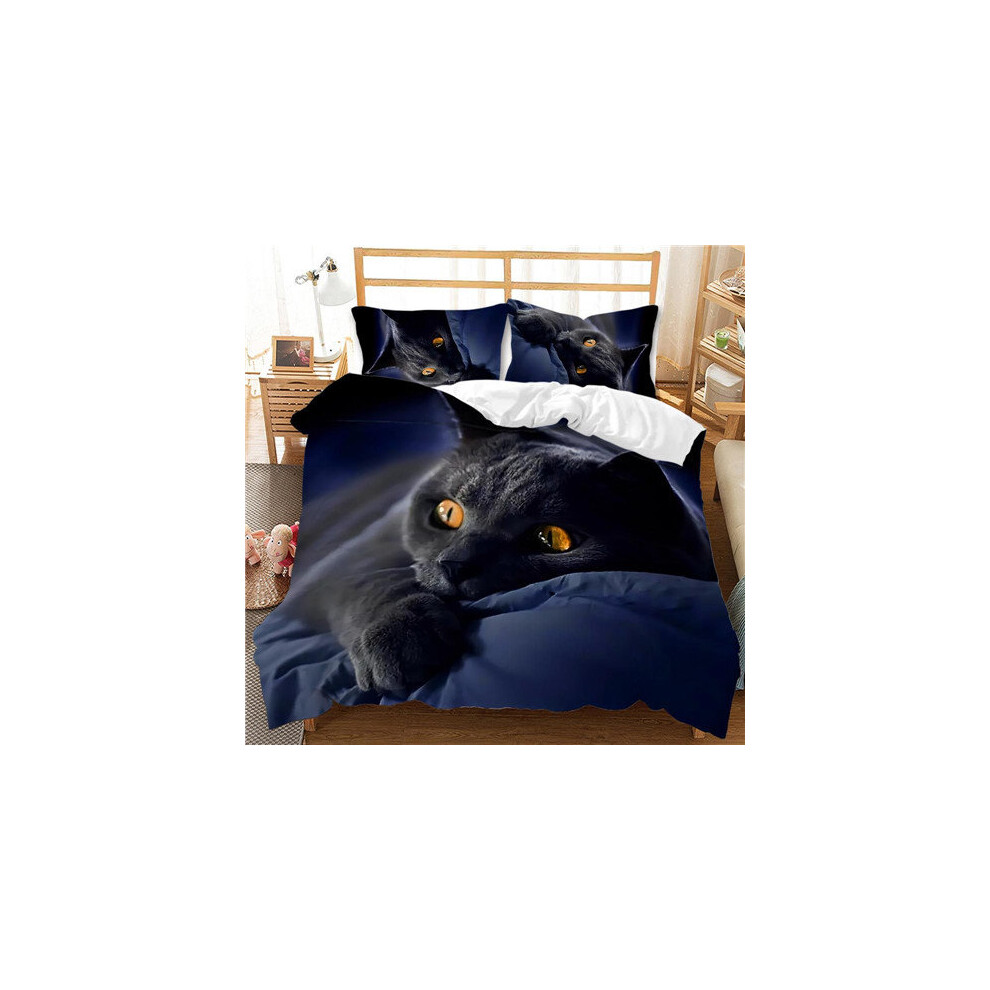 (Pattern 08, Single) Bedding Single Double 3D Cat Duvet Cover Set