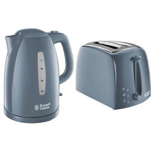 21274 Textures Kettle, Plastic, 3000 W, 1.7 Litres, Grey with Hobbs 21644 Textures Toaster, Plastic, 850 W, Grey