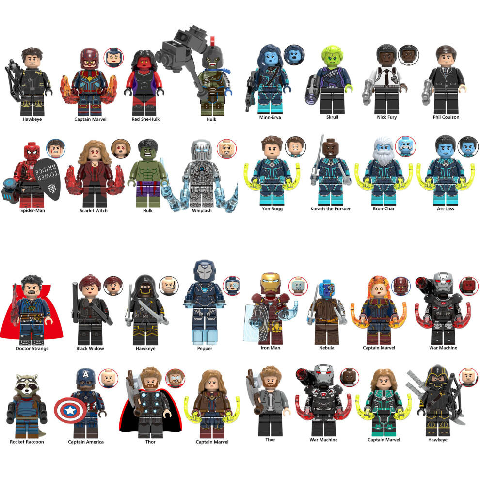 (32PCS-E+F+G+H) 128PCS Marvel Avengers Super Heroes Mini Figures DC Set Fit Lego