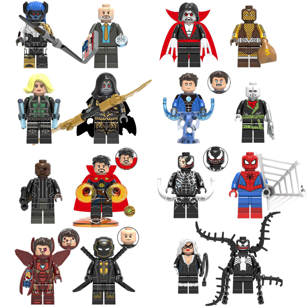 (16PCS-C+D) 128PCS Marvel Avengers Super Heroes Mini Figures DC Set Fit Lego