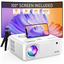Projector, VISSPL 5G WiFi Bluetooth Projector, Native 1080P 4K Supported 15000L, 6D/4P Keystone Correction, Zoom, PPT, Outdoor Projector with Screen