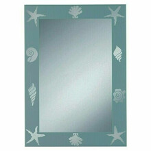 Silver Edge Sea Fish Printed Wall Mirror 50 X 70cm
